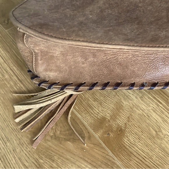 AIDA Large Rawhide Saddle Bag w Decorative Braid & Tassel,Full-grain Leather Bag - Picture 8 of 9